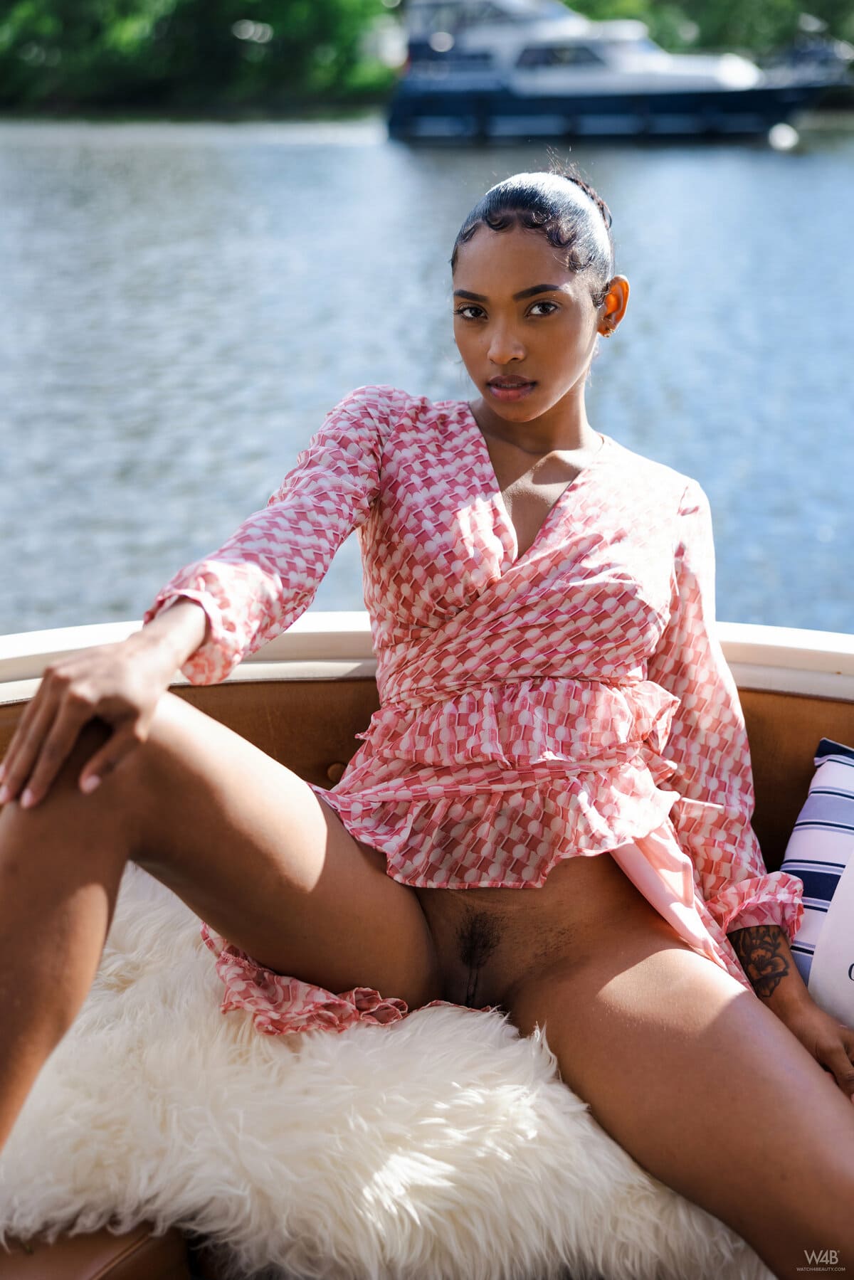 Gorgeous Barbie teases you on a boat as she undresses on the ride