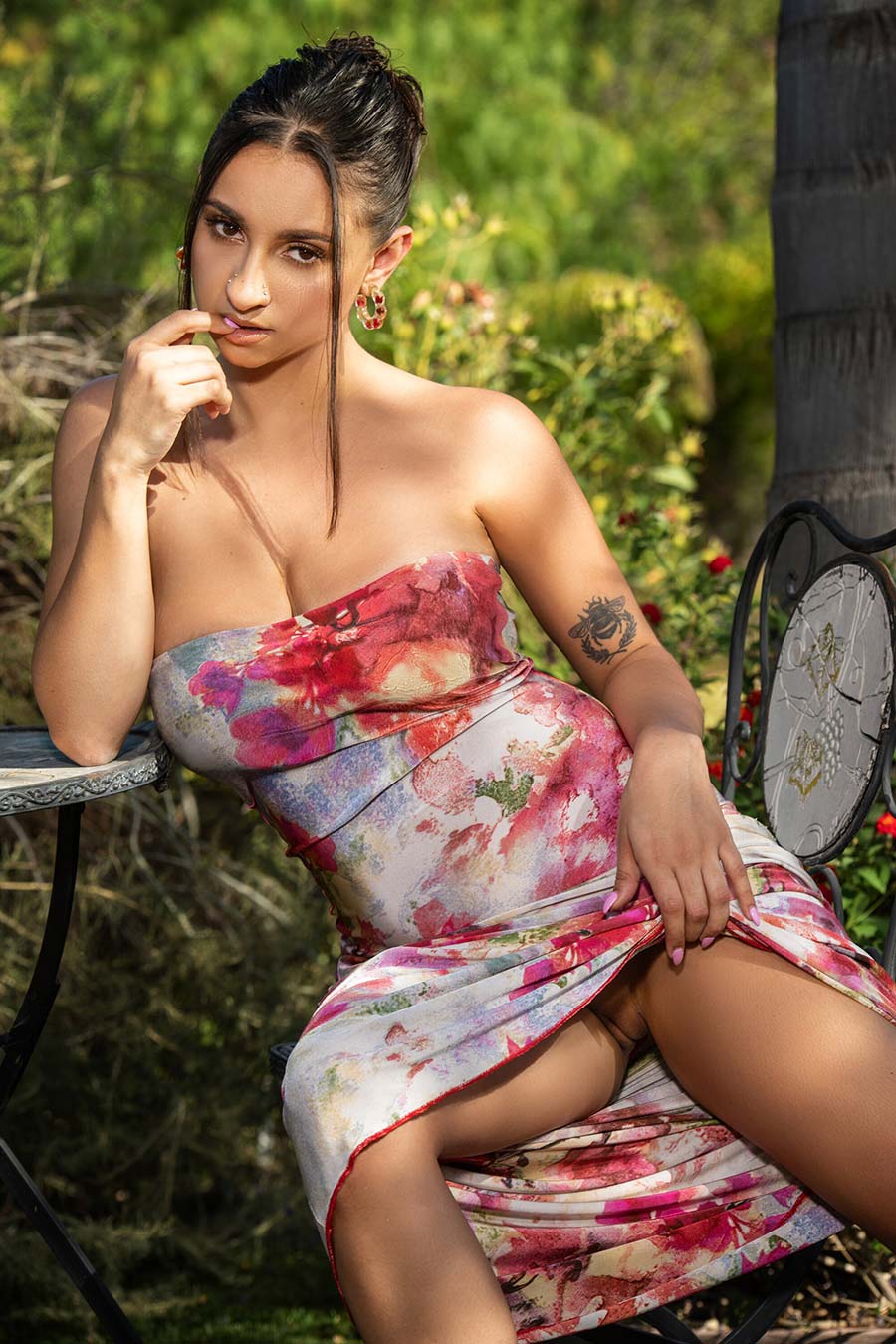 Hailey Rose feeling the heat by the pool