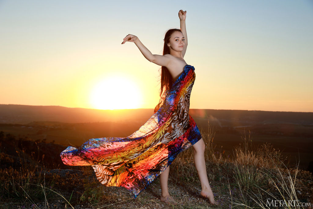 Mia Grandi Wearing Nothing But A Sarong That The Summer Breeze Whips Around Her Gorgeous Body