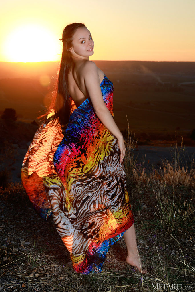 Mia Grandi Wearing Nothing But A Sarong That The Summer Breeze Whips Around Her Gorgeous Body