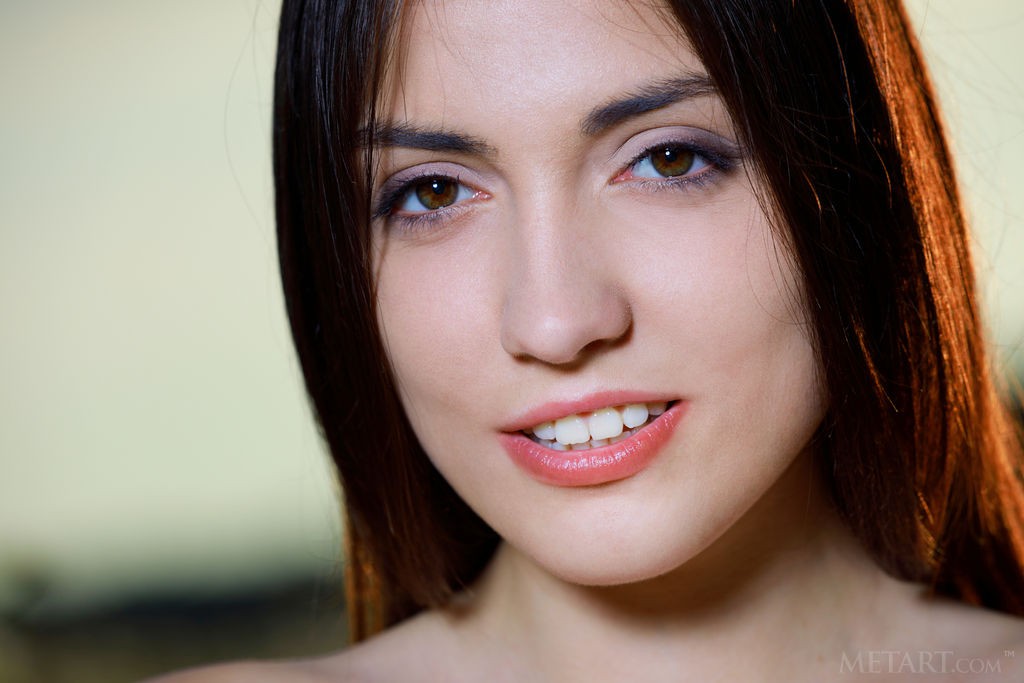 Gabriele - Angelic brunette in a pretty white dress enjoying herself