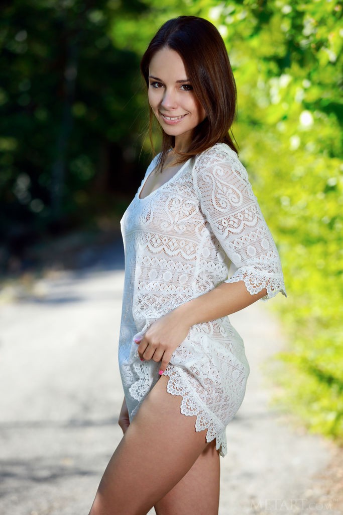 Emmy - Gorgeous brunette teen girl loves being naked outdoors