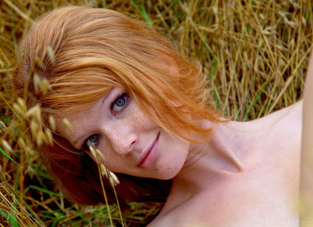 Mia Sollis - Ginger teen naked in the field enjoying the country side