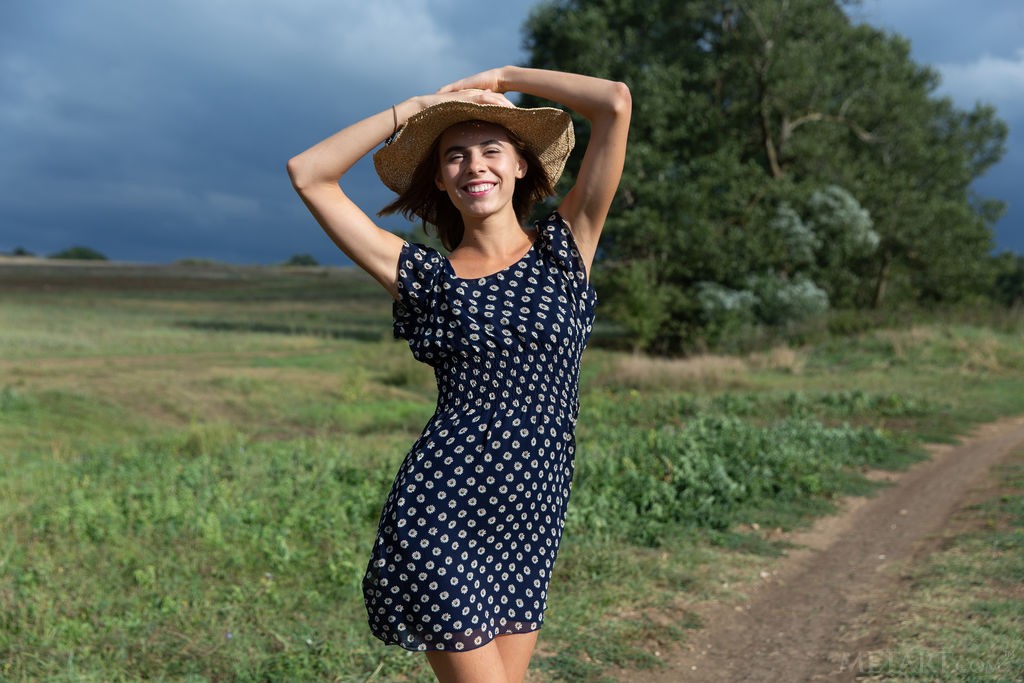 Gracie - Skinny barely legal country girl gets naked outdoors