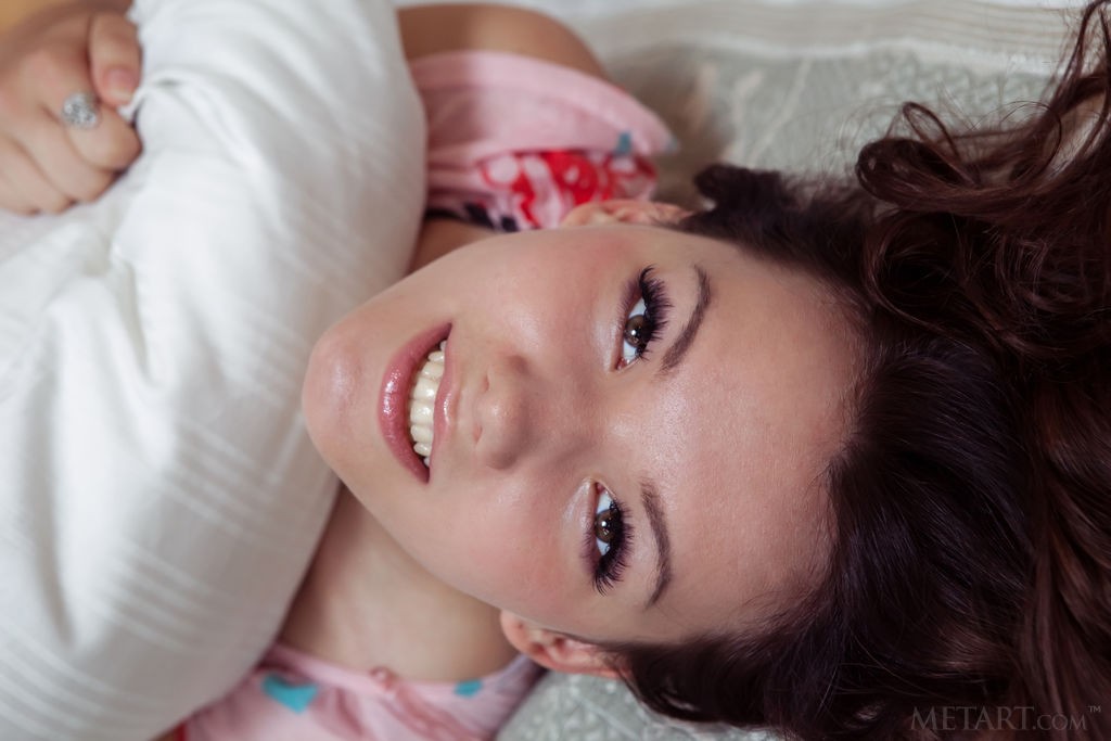 Iva - Barely legal skinny brunette taking off her clothes at home