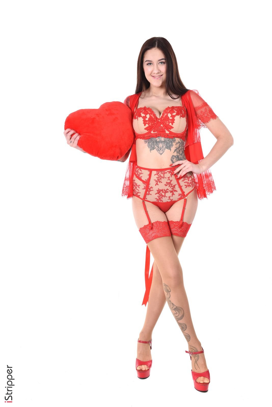 Gorgeous Tanya Bahtina and her sexy red lingerie